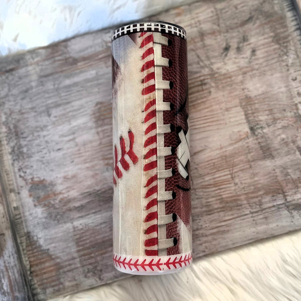 Baseball Football Tumbler - 30 oz In Stock