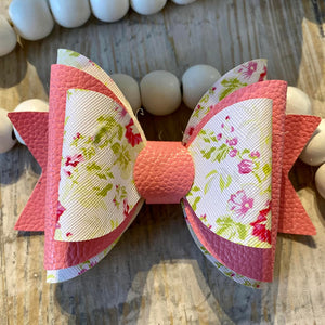 Pink Spring Floral Bow (Triple Loop)