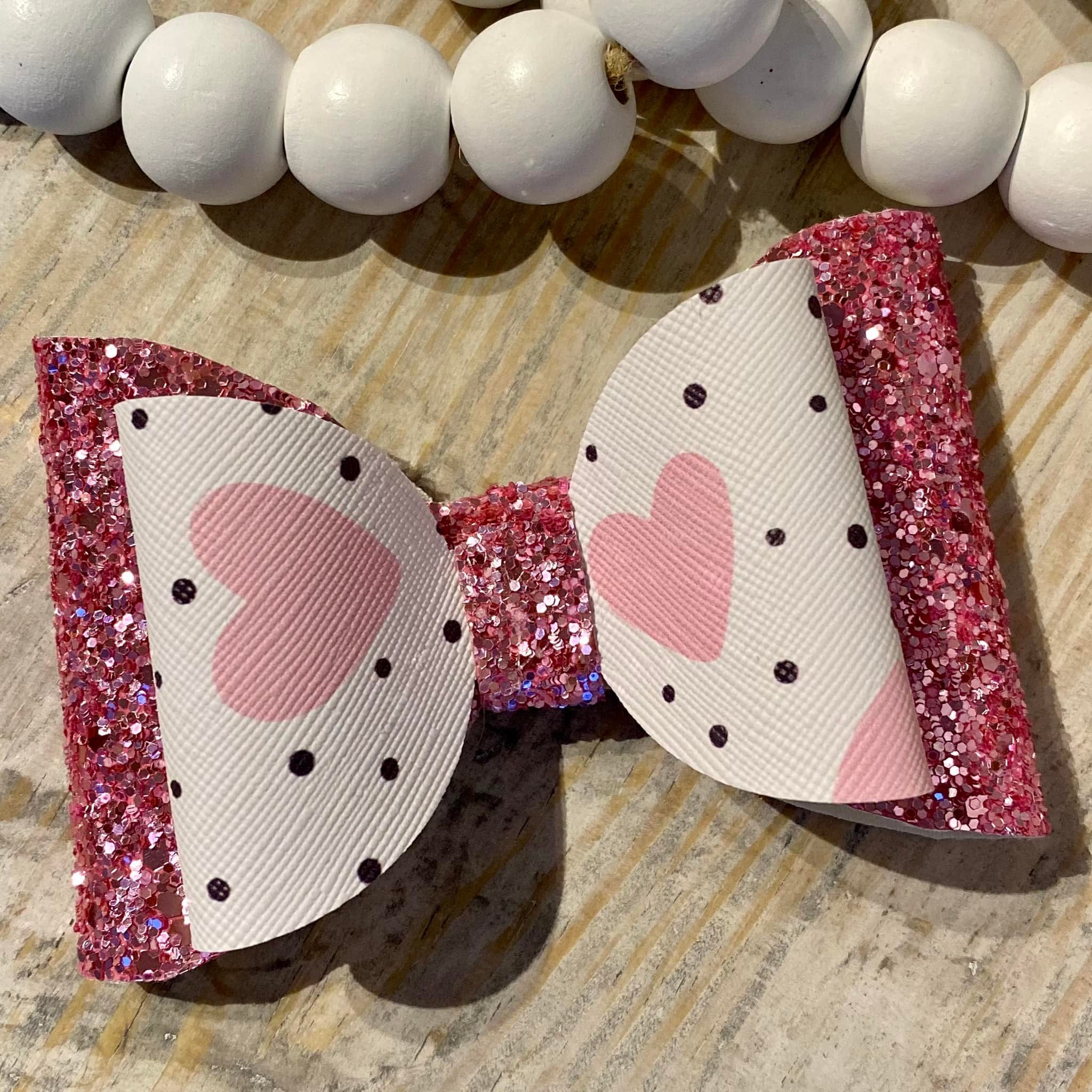 Pink Hearts Bow (Double Loop)