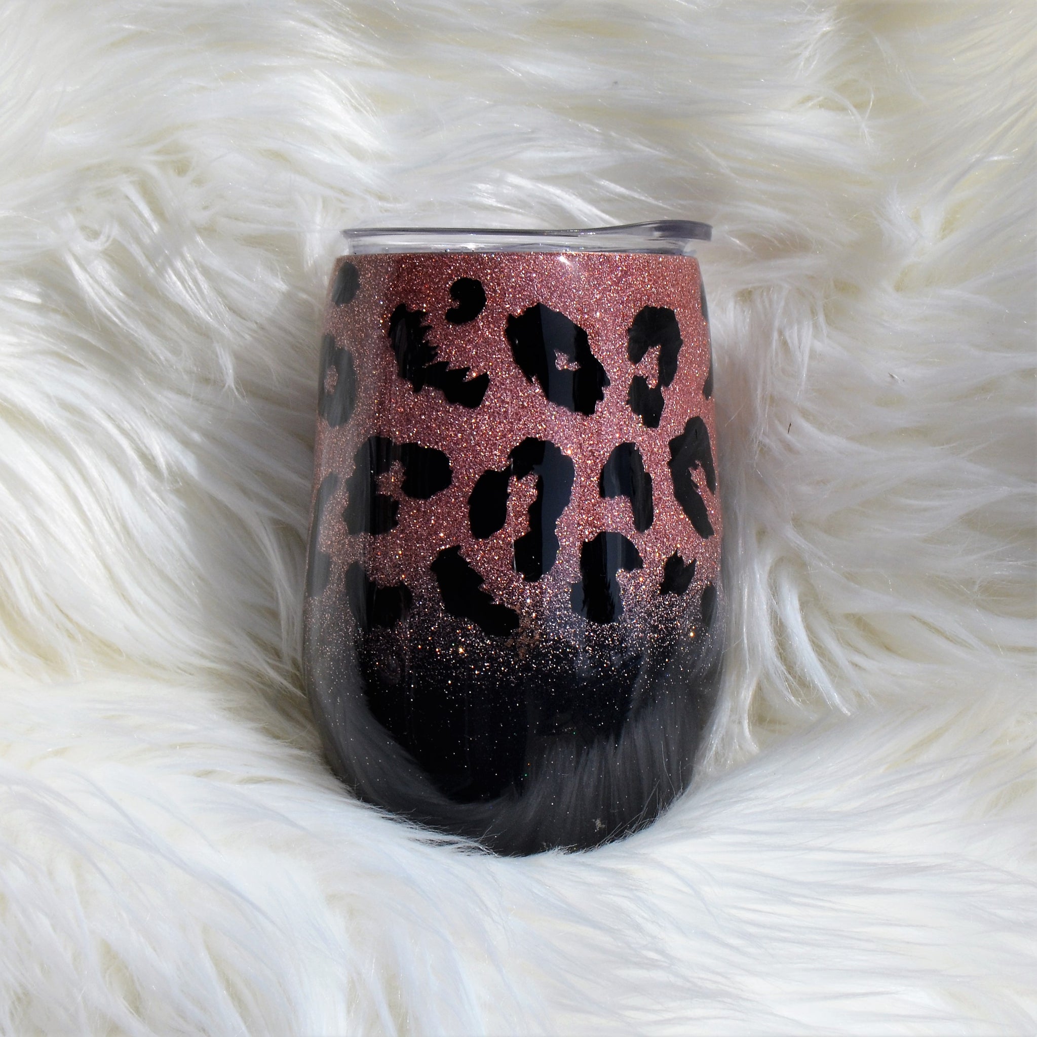 Black & Rose Gold Leopard Tumbler