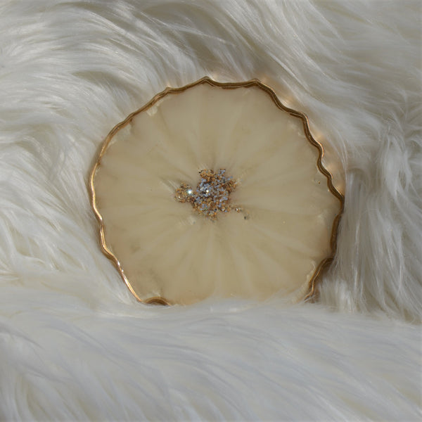 Gold with 3D White Flower Coasters