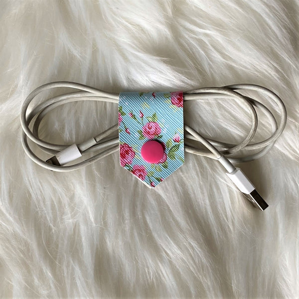 Mint/Pink Floral & Mint Cable Tidies